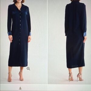 NWT Area Stars Gara Navy Shirt Dress | Button Front Midi | XS